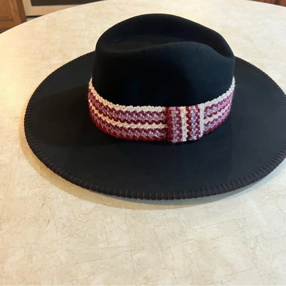 Tirabasso Black Hat NWT Trimmed out in Berry and Cream. Stunning NIP Italian